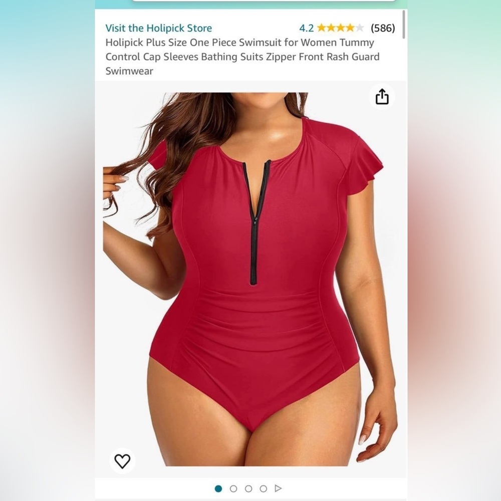 Holipick Plus Size One Piece Swimsuit for Women Tummy Control Cap Sleeves 16W